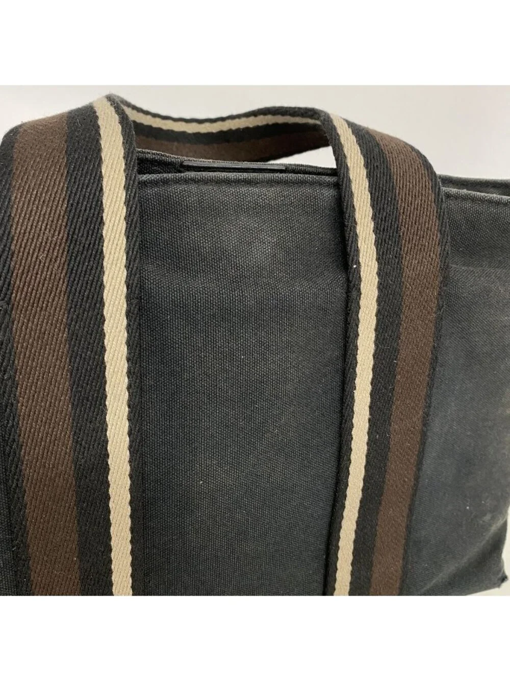 Hermes Tote Troca Horizontal PM Canvas Black Silver
